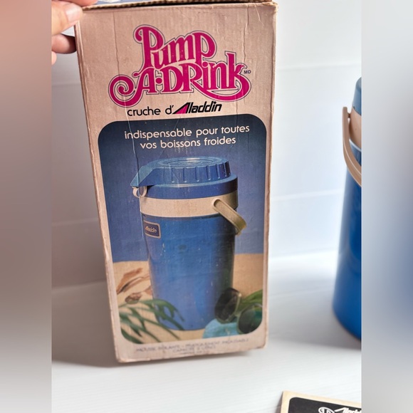 Vintage Aladdin Pump A Drink Jug Blue 2L With Box Instructions - Picture 5 of 13